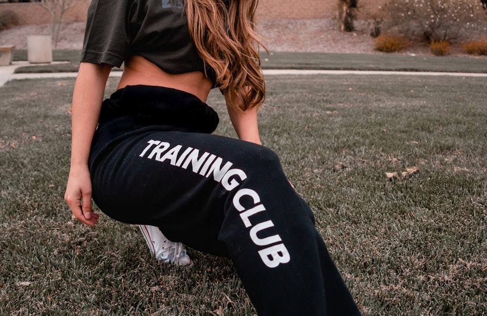 Gym track pants garment fit, construction, and performance detail