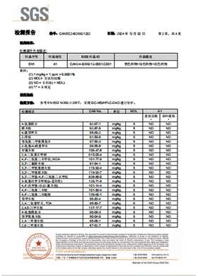SGS chemical test report page for a black fabric sample published on Ohsurewear