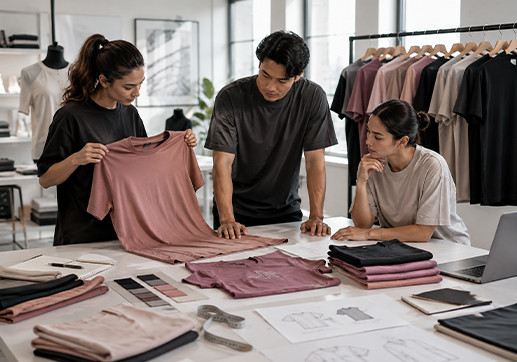 Garment sewing workshop for custom apparel production