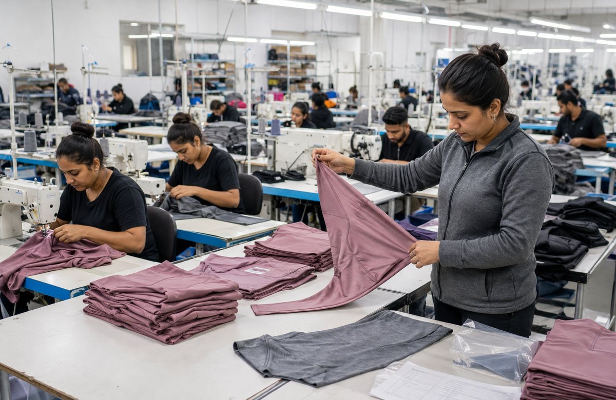 Garment production line illustrating the scale and coordination required for OEM manufacturing