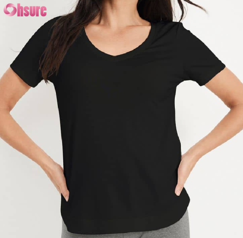 Custom Women's V Neck Sports T Shirt | Light Weight Summer Quick Dry Women's Workout T shirt Bamboo Spandex Short Sleeve Training T Shirt Yoga T Shirt OEM Supplier