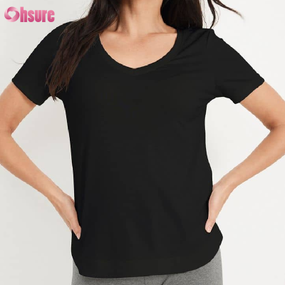 Custom Women's V Neck Sports T Shirt Manufacturer | Light Weight Summer Quick Dry Women's Workout T shirt Bamboo Spandex Short Sleeve Training T Shirt Yoga T Shirt OEM Supplier