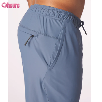 Custom Zipper Pocket Sports Shorts Manufacturer |  Men's Drawstring Zipper Pocket Gym Shorts Four Way Stretch Quick Dry Workout Shorts for Men OEM Supplier