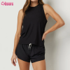 Custom Womens Gym Tank Top Manufacturer | Bamboo Spandex Crew Neck Cut Off Woman Sports Tank Top Sleeveless Running Vest Workout Gym Singlet OEM Supplier