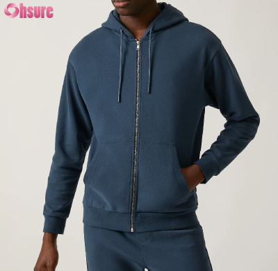 Custom Mens Sports Zipper Jacket Manufacturer | Spring & Autumn Cotton Polyester French Terry Men's Full Zip Up Outdoor Jacket Long Sleeve Pockets Sports Jacket For Men OEM Factory