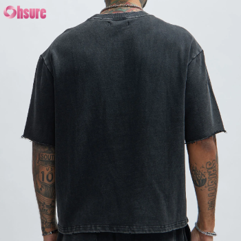 Custom Men Oversized Pickling T Shirt Manufacturer | Oversized Acid Washed DGT Summer Men's Vintage T Shirt Heavy Cotton Crew Neck Relaxed Fit T Shirt OEM Supplier