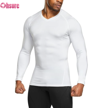Custom Men's Fishing T Shirt Manufacturer | Performance Fishing Long Sleeve Fitted Shirts for Men Ice Cool Quick-Dry Outdoor V Neck T-Shirt OEM Service Factory