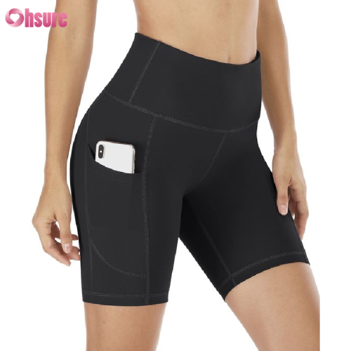 Custom Women's Biker Shorts | Tummy Control High Waist Compression Womens Biker Shorts with Pockets Nylon Blend Yoga Shorts Screen Print Workout Fitness Shorts OEM Factory