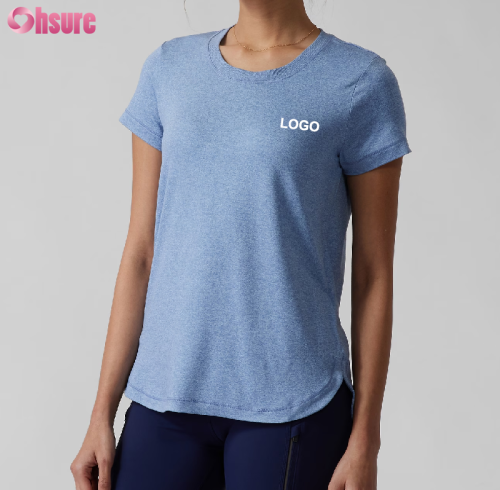 Custom Women's Yoga T Shirt | Cotton Women Short Sleeve Crew Neck Summer Light Weight Workout T Shirt Splits Hem Plus Size Women Gym T Shirt OEM Supplier