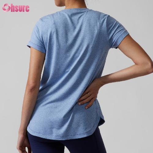 Custom Women's Yoga T Shirt | Cotton Women Short Sleeve Crew Neck Summer Light Weight Workout T Shirt Splits Hem Plus Size Women Gym T Shirt OEM Supplier