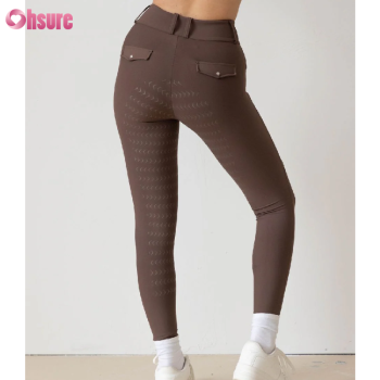 Custom Equestrain Riding Pants Manufacturer | Women's Training Horseback Riding Tights Equestrian Pants Full Seat Silicone Grip Pockets Breeches OEM Factory