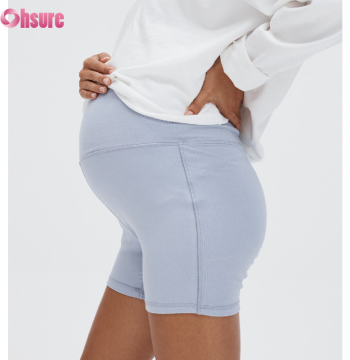 Custom Womens Maternity Yoga Shorts Manufacturer | Maternity Yoga Biker Shorts Over The Belly Summer Workout Running Active Short Pants OEM Factory