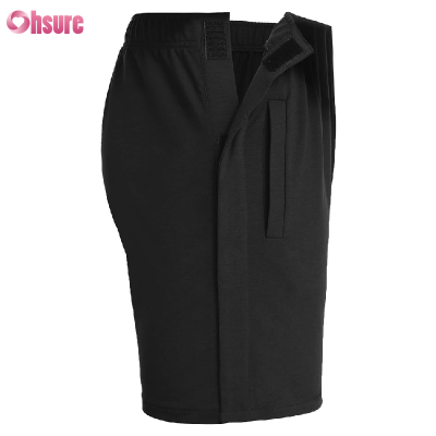 Custom Men's Tear Away Shorts Manufacturer | Men's High Split Snap Button Tear Away Shorts Casual Wide Leg Loose Fit with Pockets Surgery Adaptive Shorts For Men OEM Factory