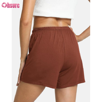 Custom Womens Bamboo Shorts Manufacturer | Drawstring Waist Band Bamboo Cotton Wide Leg Shorts Women's Bamboo Viscose Sleepwear Shorts Pajamas Shorts OEM Factory