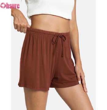 Custom Womens Bamboo Shorts Manufacturer | Drawstring Waist Band Bamboo Cotton Wide Leg Shorts Women's Bamboo Viscose Sleepwear Shorts Pajamas Shorts OEM Factory