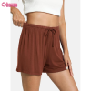 Custom Womens Bamboo Shorts Manufacturer | Drawstring Waist Band Bamboo Cotton Wide Leg Shorts Women's Bamboo Viscose Sleepwear Shorts Pajamas Shorts OEM Factory