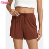 Custom Womens Bamboo Shorts Manufacturer | Drawstring Waist Band Bamboo Cotton Wide Leg Shorts Women's Bamboo Viscose Sleepwear Shorts Pajamas Shorts OEM Factory