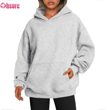 Custom Womens Oversized Fleece Hoodie Manufacturer | Womens Fall Clothes with Pocket Hoodies Oversized Sweatshirts Pullover Fleece Sweaters Outfits Long Sleeve Tops OEM Supplier