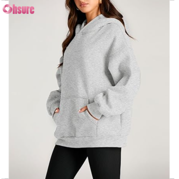 Custom Womens Oversized Fleece Hoodie Manufacturer | Womens Fall Clothes with Pocket Hoodies Oversized Sweatshirts Pullover Fleece Sweaters Outfits Long Sleeve Tops OEM Supplier