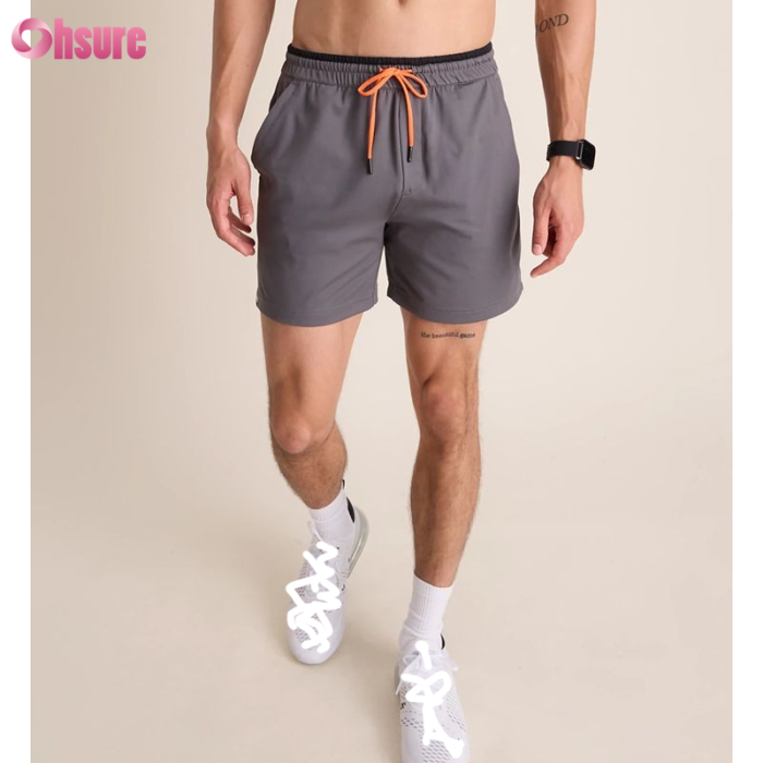 Custom Mens Performance Shorts |  Men's Mid Waist Drawstring with Pocket Gym Shorts  Quick Dry Stretch Running Outdoor Hiking Shorts for Men OEM Supplier