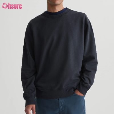 Custom Mens Premium Fleece Sweatshirt Manufacturer | Men's Long Sleeve Casual Pullover Soild Color Crewneck Athletic Pullover Sweater Workout Sweatshirt OEM Service Factory From China