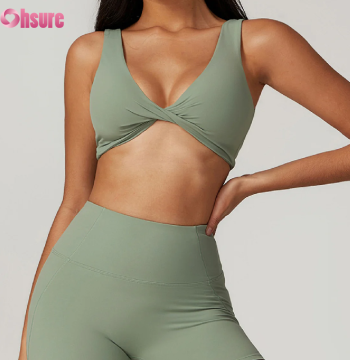 Custom Stylish Gym Bra Manufacturer | Women's Sexy Cross Front and Back Sports Bras Fitness Workout Padded Buttery Soft Gym Bra Deep V-Neck Nylon High Support Yoga Bra OEM Supplier