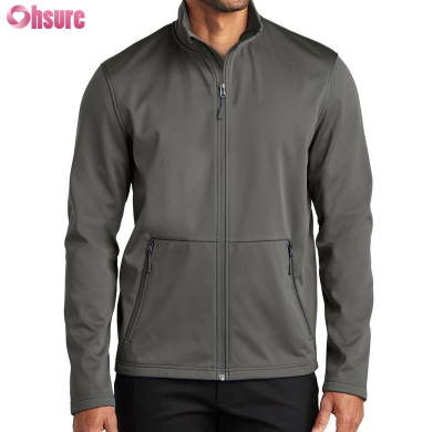 Custom Mens Full Zip Up Jacket | Men's Stand-Up Collar Casual Soft Jacket Polyester Blend Long Sleeve Full Zip Up Coat with Zipper Pocket Outdoor Hiking Sports Jacket For Men OEM Factory