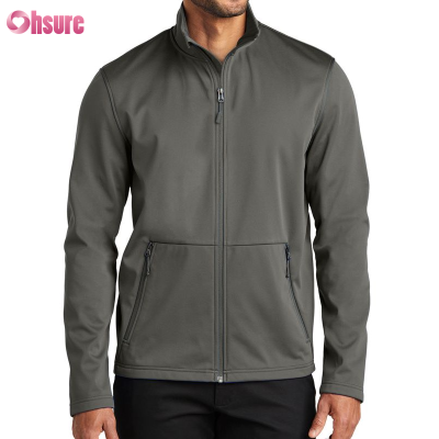 Custom Mens Full Zip Up Jacket Manufacturer | Men's Stand-Up Collar Casual Soft Jacket Polyester Blend Long Sleeve Full Zip Up Coat with Zipper Pocket Outdoor Hiking Sports Jacket For Men OEM Factory