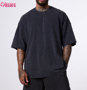 Custom Mens Acid Washed T Shirt Manufacturer | Men's High Quality 100% Cotton Box Fit Acid Washed Vintage T Shirt Short Sleeve Crew Neck Relaxed Fit T Shirt OEM China Manufacturer