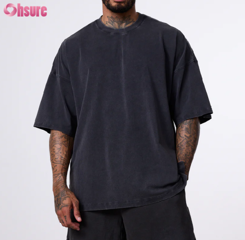 Custom Mens Oversize Acid Washed T Shirt Manufacturer | Men's High Quality 100% Cotton Box Fit Acid Washed Vintage T Shirt Short Sleeve Crew Neck Relaxed Fit T Shirt OEM China Manufacturer