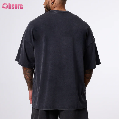 Custom Mens Acid Washed T Shirt Manufacturer | Men's High Quality 100% Cotton Box Fit Acid Washed Vintage T Shirt Short Sleeve Crew Neck Relaxed Fit T Shirt OEM China Manufacturer