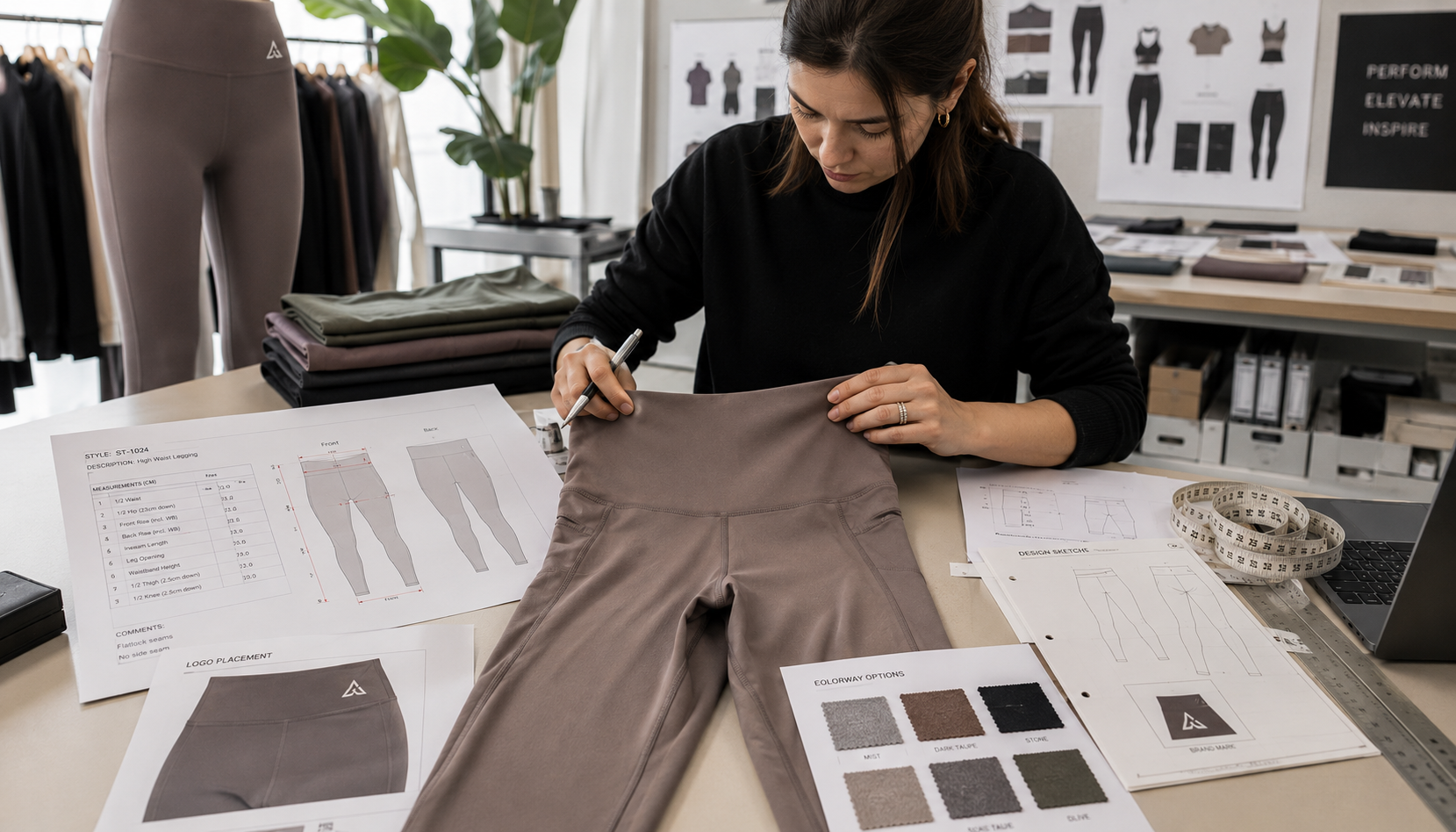 OEM yoga leggings sampling process activewear tech pack review