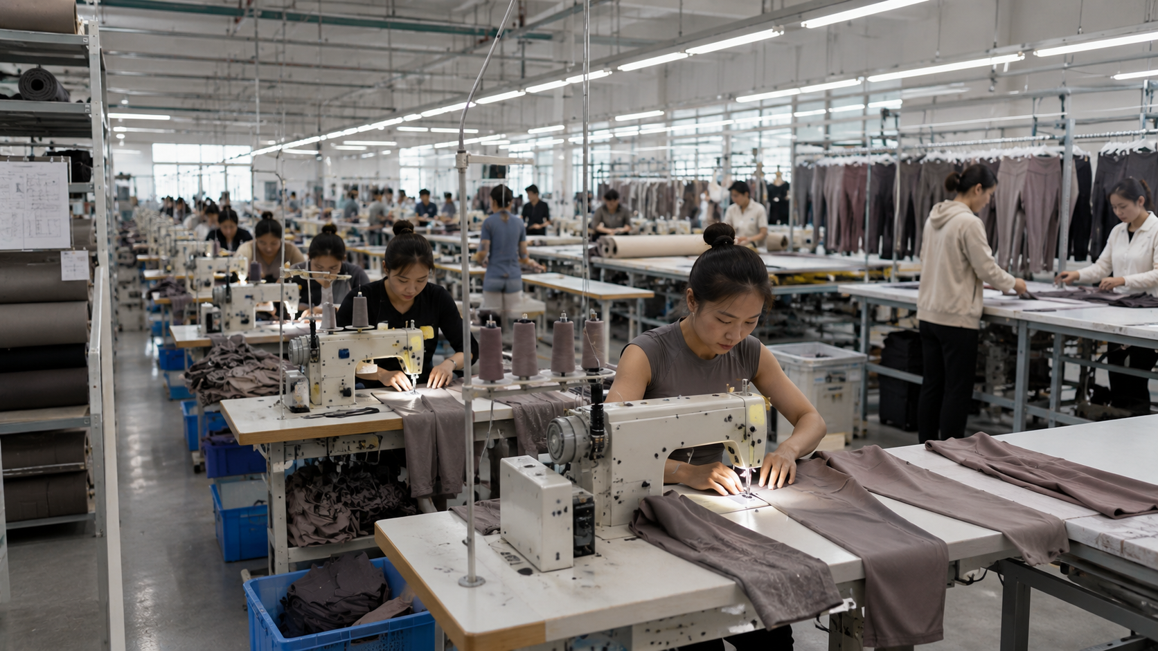 China activewear manufacturing factory producing gym yoga leggings