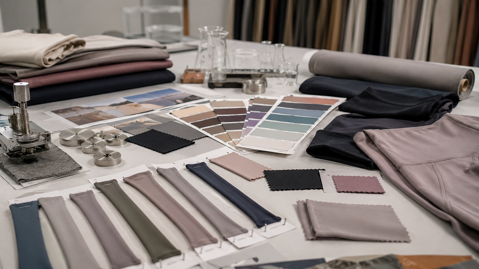 Yoga leggings fabric swatches and GSM testing