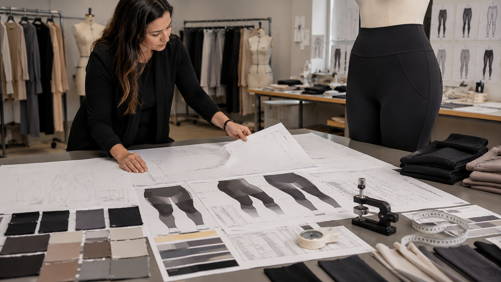 Activewear pattern making for plus size yoga leggings