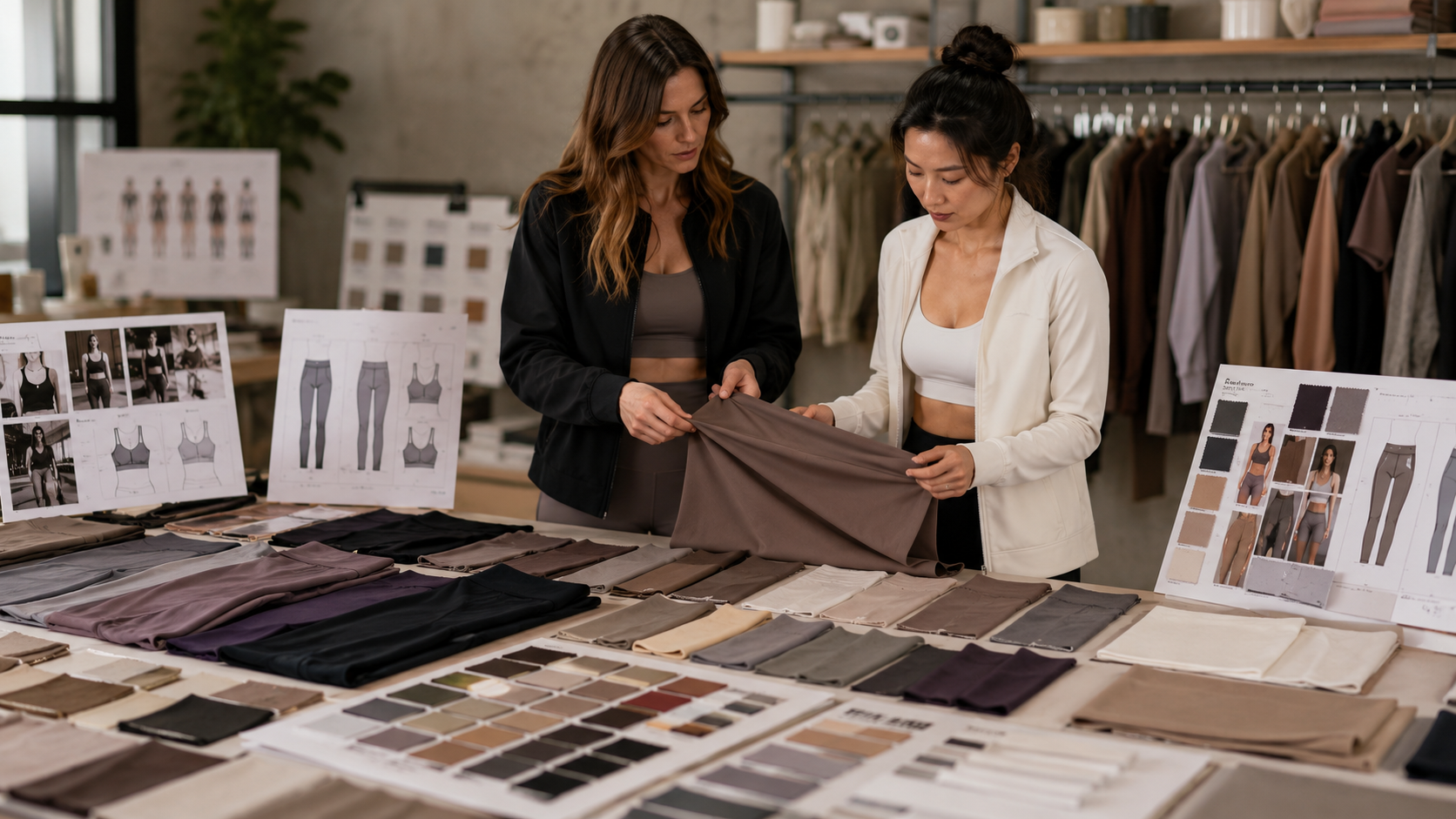 Custom yoga pants manufacturer fabric and sample development