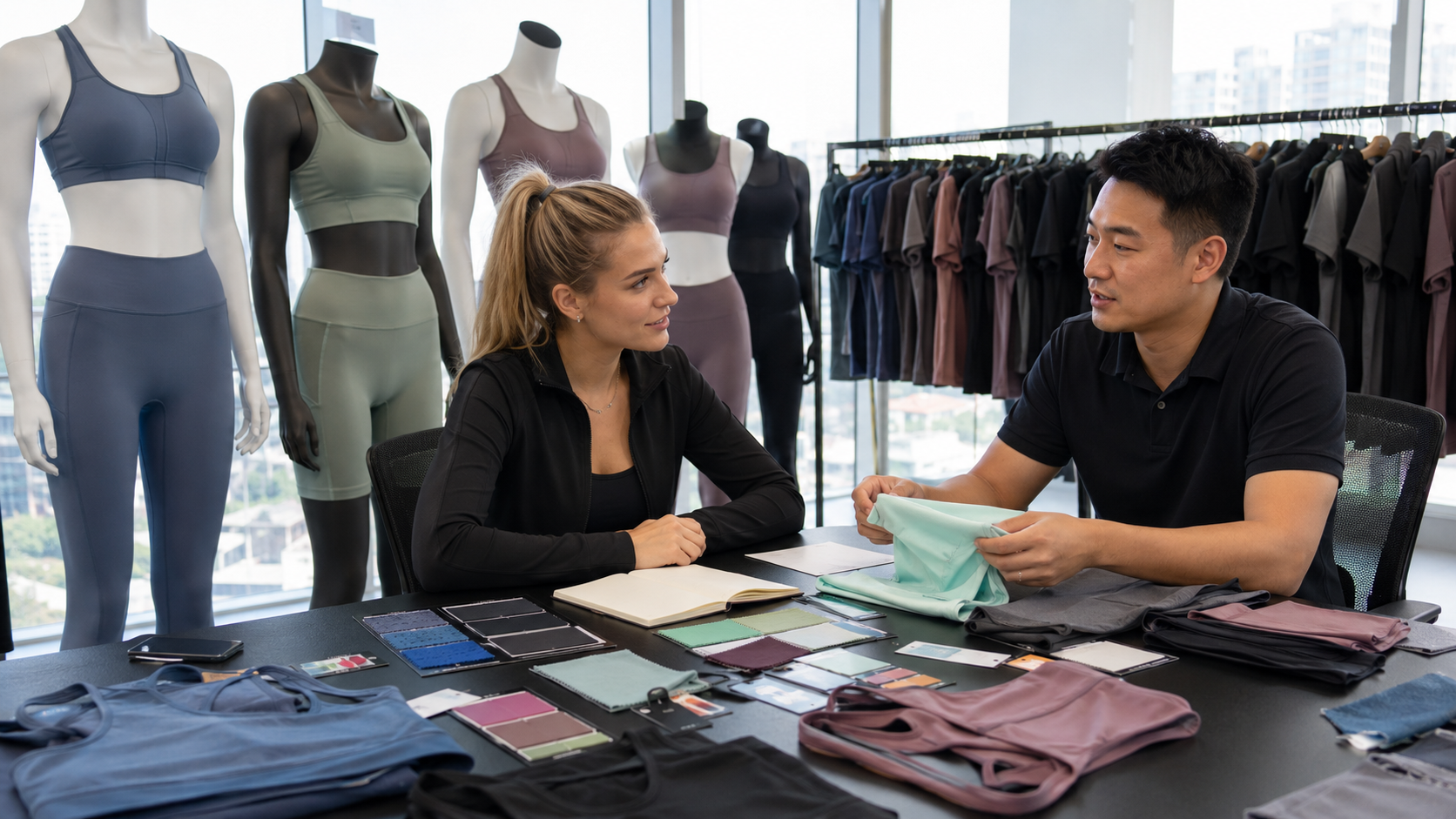 Private label gym wear sets manufacturer showroom