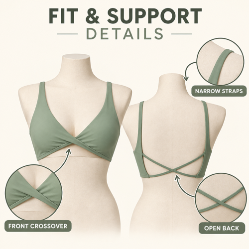 Custom Stylish Gym Bra Manufacturer | Women's Sexy Cross Front and Back Sports Bras Fitness Workout Padded Buttery Soft Gym Bra Deep V-Neck Nylon High Support Yoga Bra OEM Supplier