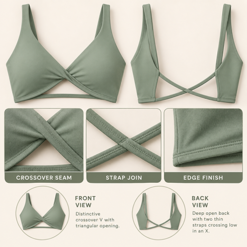 Custom Stylish Gym Bra Manufacturer | Women's Sexy Cross Front and Back Sports Bras Fitness Workout Padded Buttery Soft Gym Bra Deep V-Neck Nylon High Support Yoga Bra OEM Supplier
