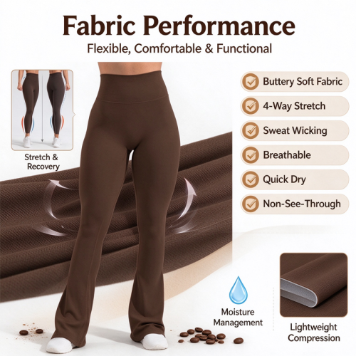 Custom Womens Flare Pants Manufacturer | Womens High Waist Flare Athletic Yoga Pants with Pockets Butt Lifting Running Workout Bootcut Leggings OEM Factory