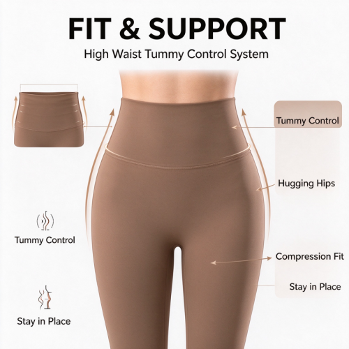 Custom Womens Fitness Leggings Manufacturer | High Waist Tummy Control Yoga Leggings No Front Seam Athletic Tights Buttery Soft Yoga Deep V Workout Pants OEM Factory