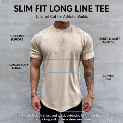Customized Men's Sports T Shirt Manufacturer | Cotton Elastane Slim Fit Mens Gym T Shirt Mens Bodybuilding Muscle T Shirt Scoop Hem Tshirt