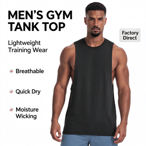 Custom Mens Gym Tank Top Manufacturer | Mens Crew Neck Workout Tank Tops Light Weight Sleeveless Muscle Cut Off Bodybuilding Gym Cotton Singlet OEM Supplier