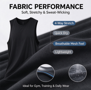 Custom Mens Gym Tank Top Manufacturer | Mens Crew Neck Workout Tank Tops Light Weight Sleeveless Muscle Cut Off Bodybuilding Gym Cotton Singlet OEM Supplier
