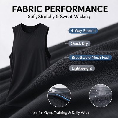 Custom Mens Gym Tank Top Manufacturer | Mens Crew Neck Workout Tank Tops Light Weight Sleeveless Muscle Cut Off Bodybuilding Gym Cotton Singlet OEM Supplier