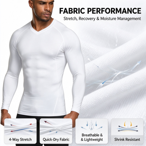 Custom Men's Fishing T Shirt Manufacturer | Performance Fishing Long Sleeve Fitted Shirts for Men Ice Cool Quick-Dry Outdoor V Neck T-Shirt OEM Service Factory