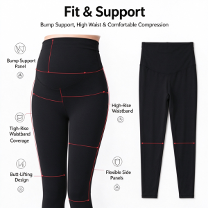 Custom Maternity Motherhood Leggings Manufacturer | Women's Buttery Soft High Waistband Light Support Maternity Leggings Over The Belly Pregnancy Leggings Workout Activewear Yoga Pants OEM Factory