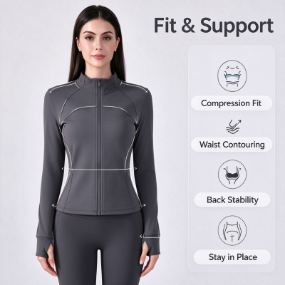 Custom Workout Yoga Sportswear Manufacturer | Running Coat Fall Workout Jackets Supplier