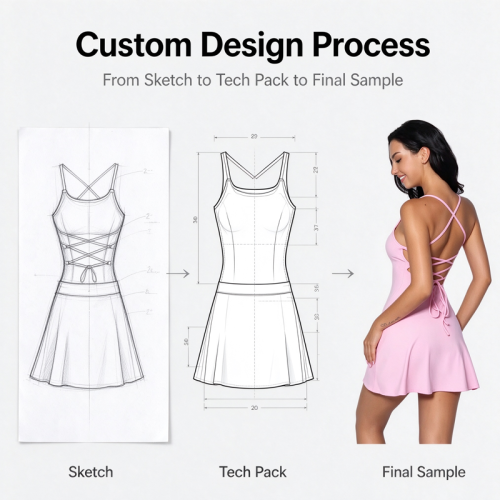 Custom Fitness Tennis Dress Manufacturer | Single Piece Backless Close-Fitting Tennis Suit