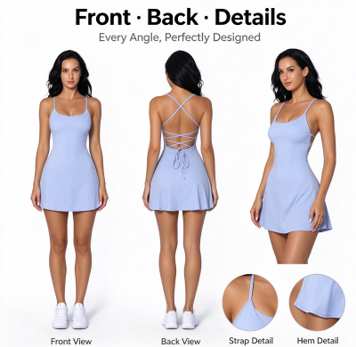 Custom Fitness Tennis Dress Manufacturer | Single Piece Backless Close-Fitting Tennis Suit